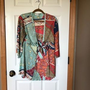 Satin tie-front shirt